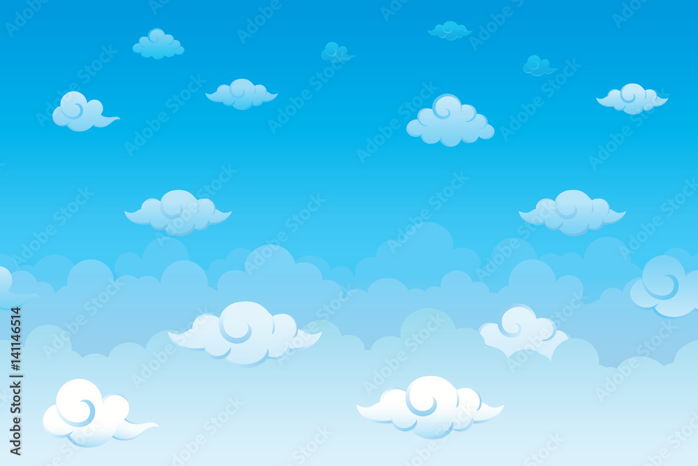Sky with clouds. Vector illustration