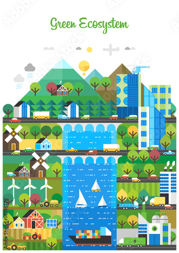 Ecological city, renewable energy. Development of agriculture