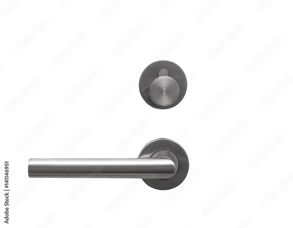 Metal door handle lock isolated on white Metal door handle lock isolated on white