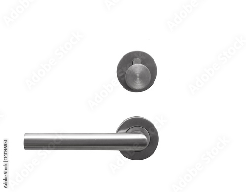 Metal door handle lock isolated on white