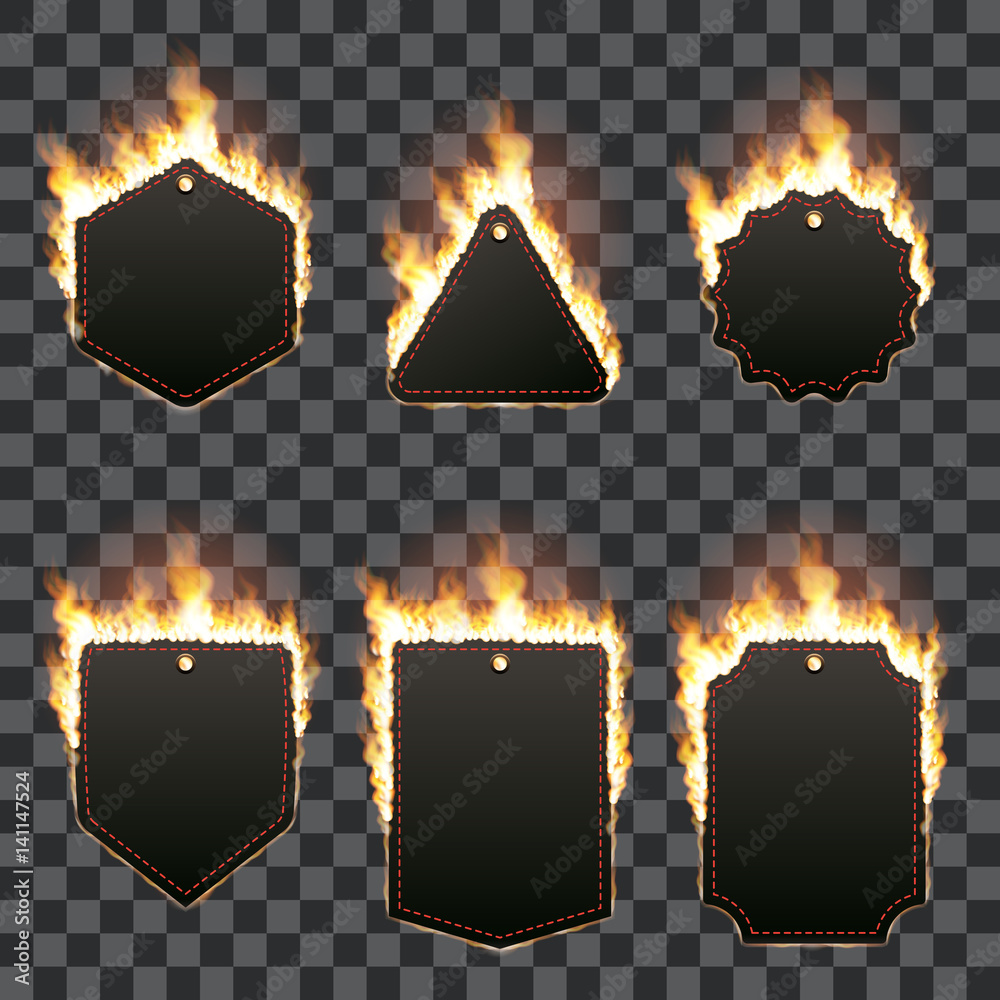 Fire Inlineshape Set of six horizontal frames of different shapes with text space ...