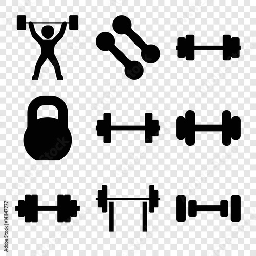 Set of 9 barbell filled icons