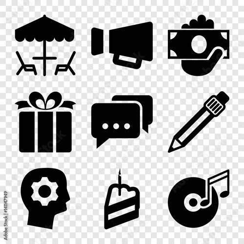 Set of 9 pictograph filled icons
