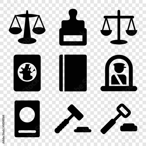 Set of 9 legal filled icons