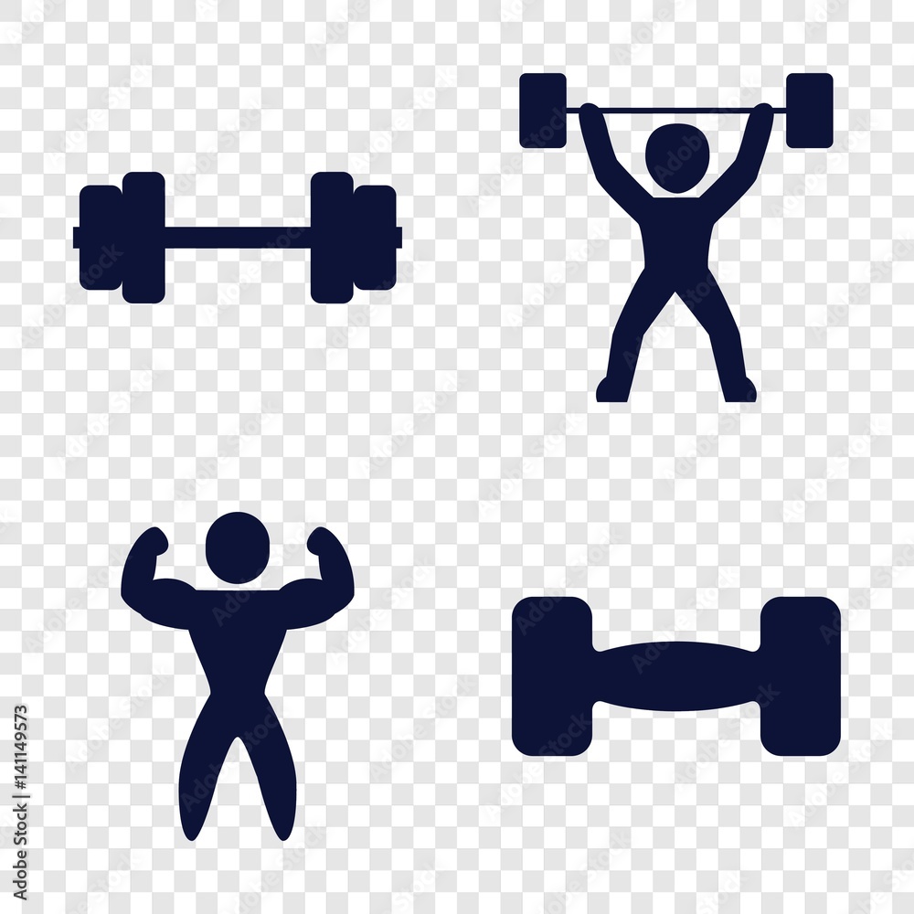 Set of 4 weightlifting filled icons Set of 4 weightlifting filled icons