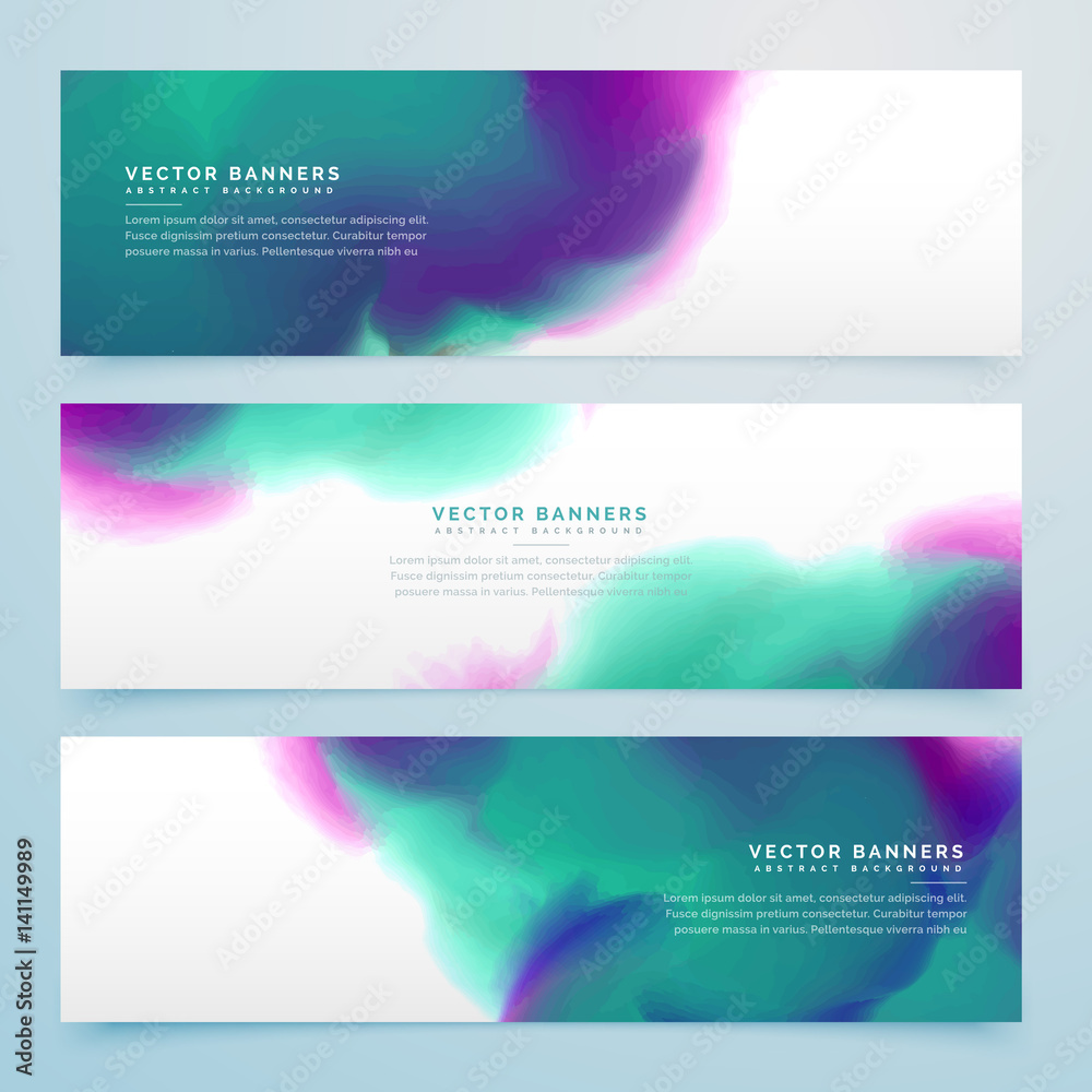 watercolor banner set of three watercolor banner set of three