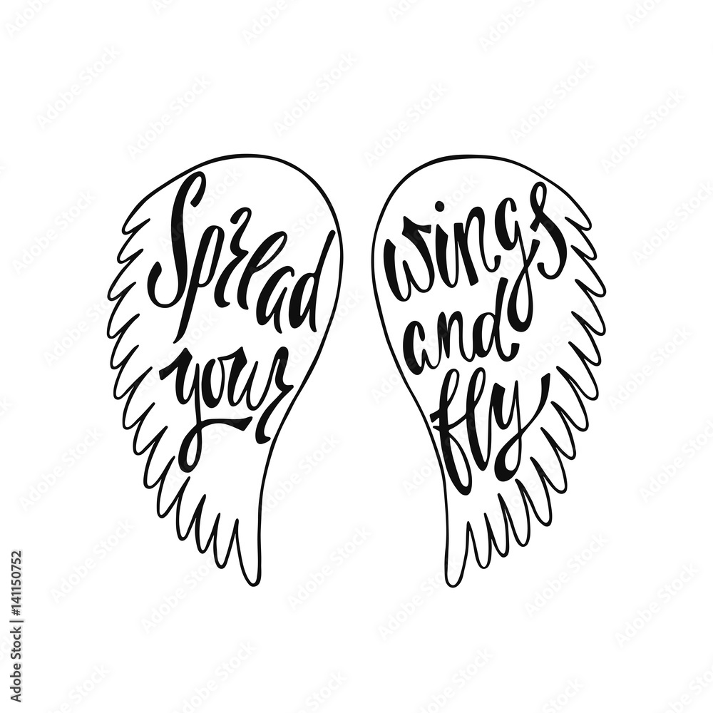 spread-your-wings-and-fly-inspirational-quote-about-stock-vektorgrafik