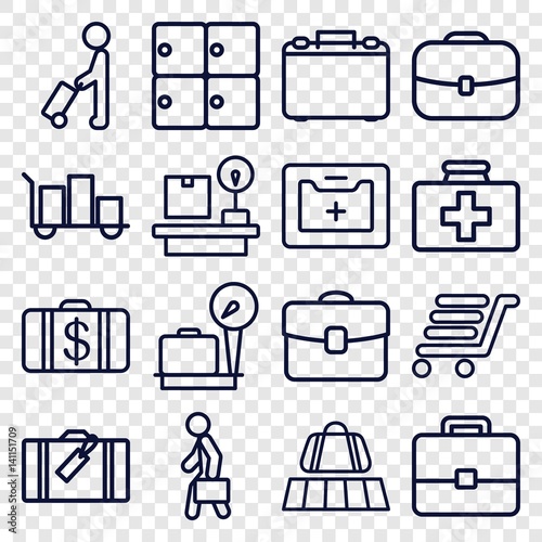 Wallpaper Mural Set of 16 suitcase outline icons Torontodigital.ca