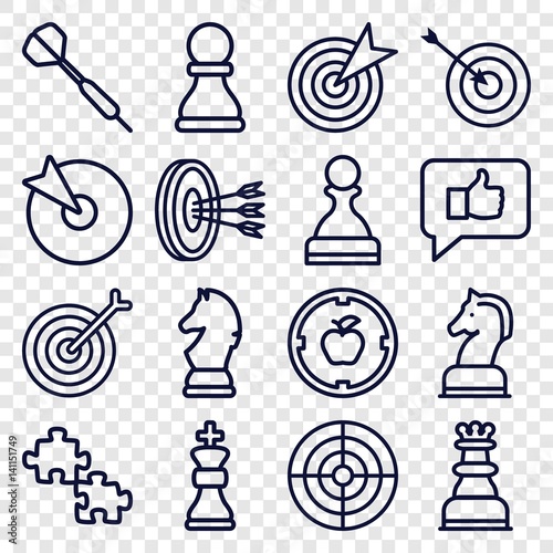 Set of 16 strategy outline icons
