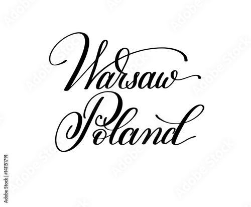 hand lettering the name of the European capital - Warsaw Poland