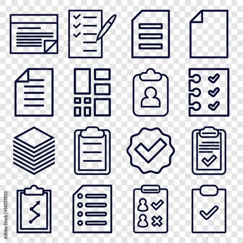 Set of 16 list outline icons