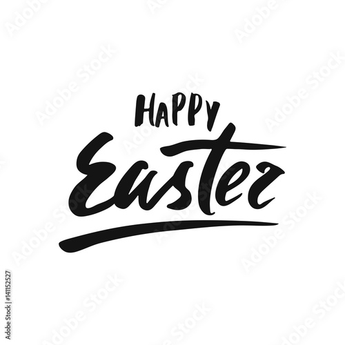 Happy Easter greeting card. Handwritten vector lettering design. Calligraphic phrase.