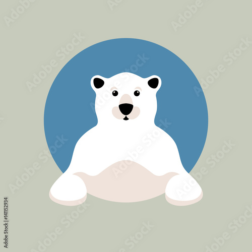 polar bear head vector illustration style Flat