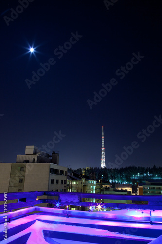 Radiotower and moon photo