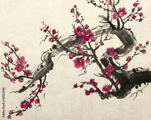 Flowering plum branch