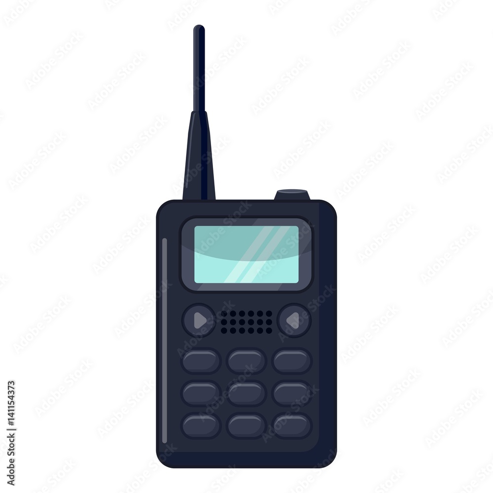 Portable handheld radio icon, cartoon style Portable handheld radio icon, cartoon style