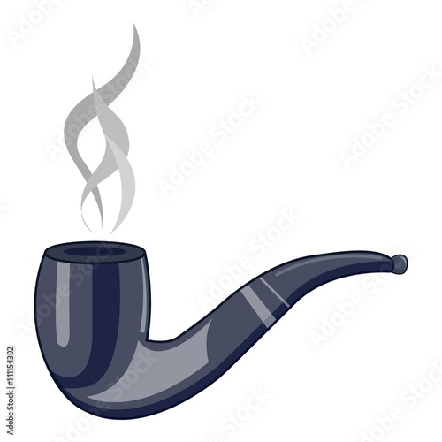 Smoking tobacco pipe icon, cartoon style