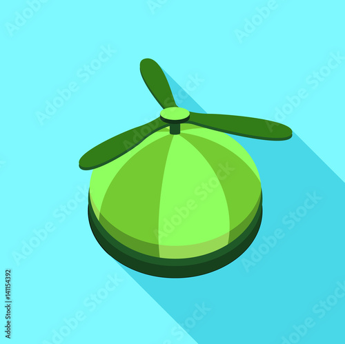 Green propeller hat icon, flat style