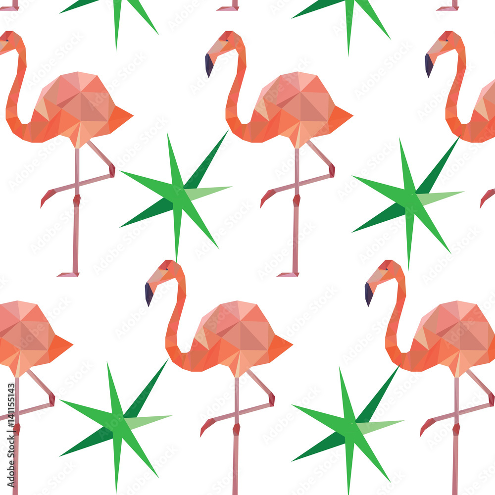 Obraz premium Seamless pattern background with pink flamingo.