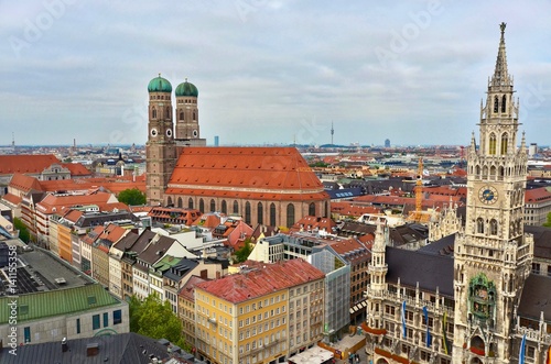 Skyline of Munich featuring Frauenkirche and Neues Rathaus