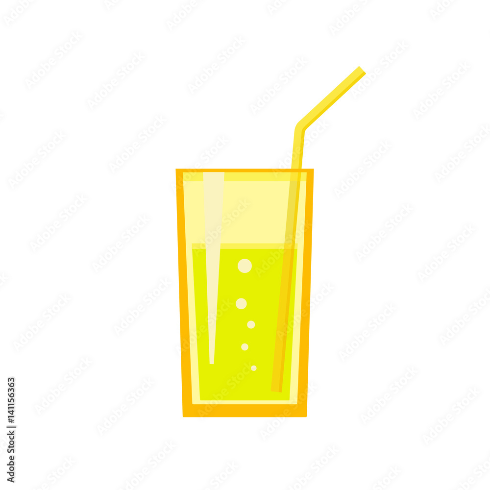 A glass of fresh orange or lemon juice. Flat design. Abstract concept. Vector illustration. A glass of fresh orange or lemon juice. Flat design. Abstract concept. Vector illustration.