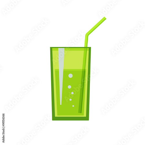 Glass with juice of lime. Flat design. Abstract concept. Vector illustration.
