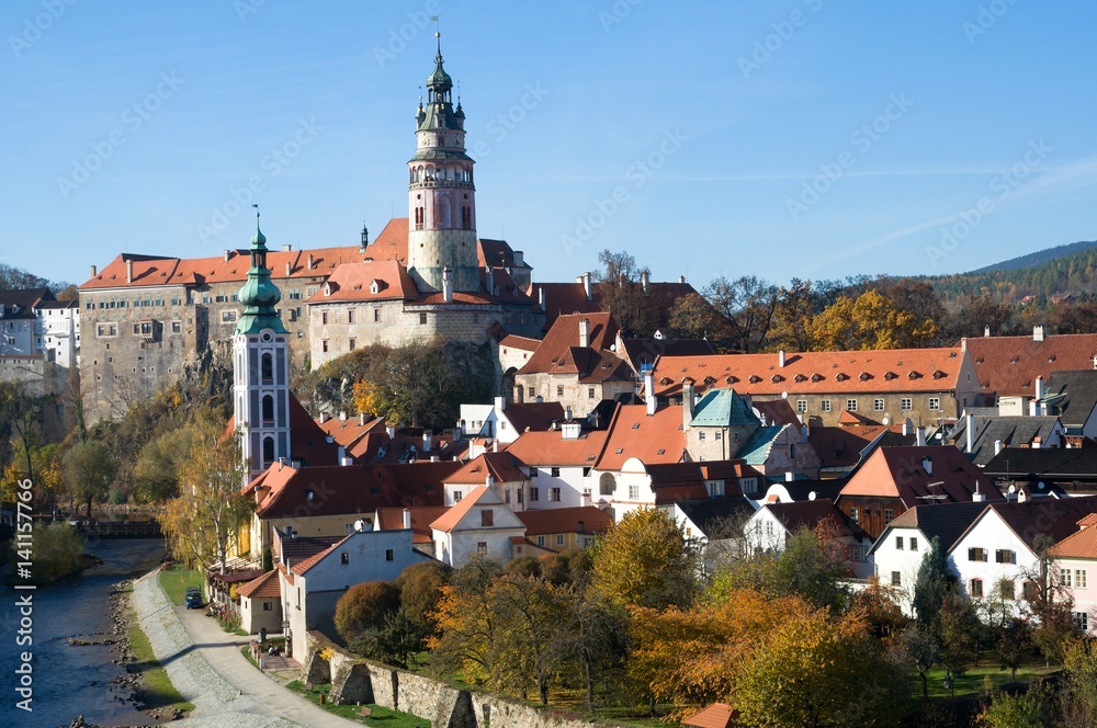 Fototapeta premium Castle and historic town Cesky Krumlov in the southern Bohemia, Czech republic
