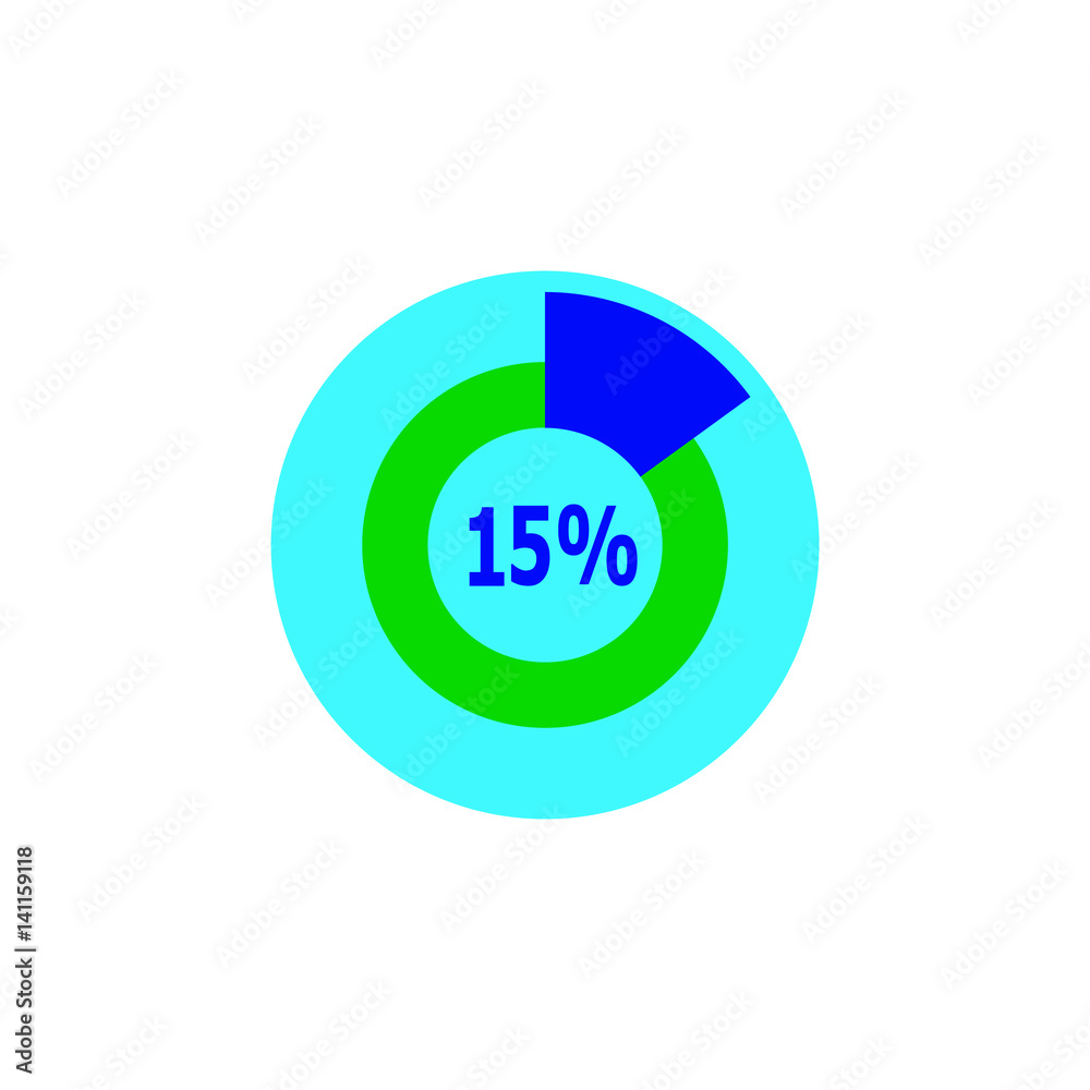 Chart 15 percent, pie graph. Vector illustration Chart 15 percent, pie graph. Vector illustration