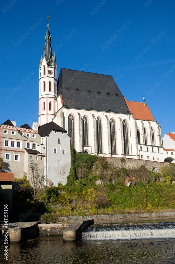 Church St. Vitus in the historic town Cesky Krumlov in the Southern Bohemia, Czech republic