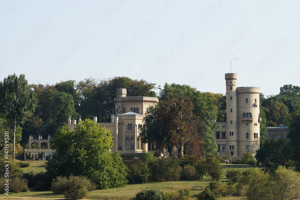 Wasseransicht Schloss Babelsberg in Potsdam, Brandenburg, Deutschland