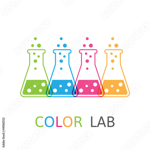 Chemical colored flasks logo