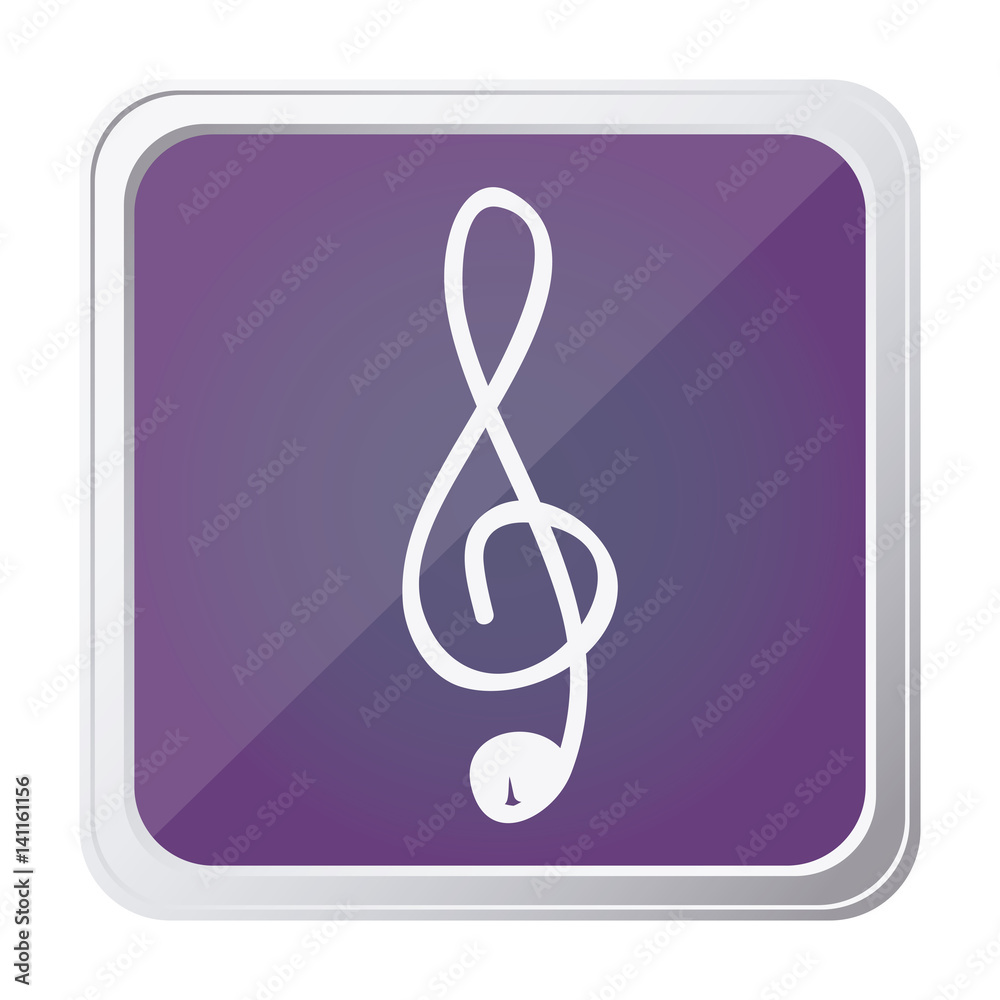 button of sign music treble clef with background purple and hand drawn vector illustration button of sign music treble clef with background purple and hand drawn vector illustration
