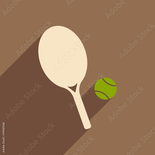 Flat with shadow icon and mobile applacation tennis