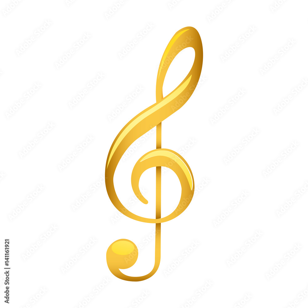 Fototapeta premium treble clef in golden with background white vector illustration
