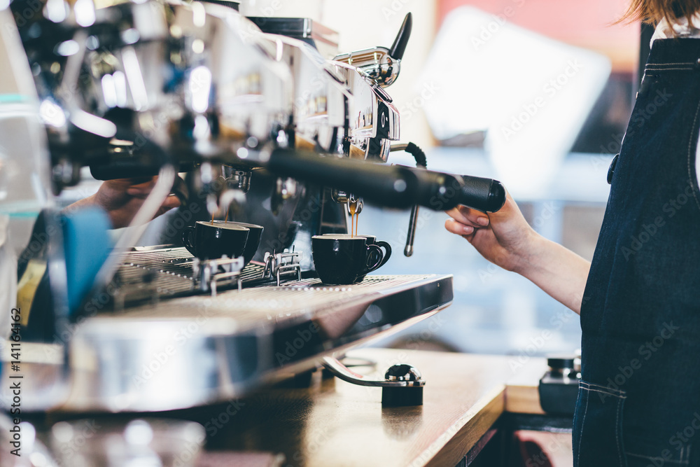 Barista Cafe Making Coffee Preparation Service Concept Barista Cafe Making Coffee Preparation Service Concept