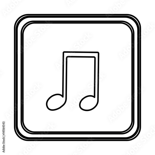 monochrome contour with button of musical note vector illustration