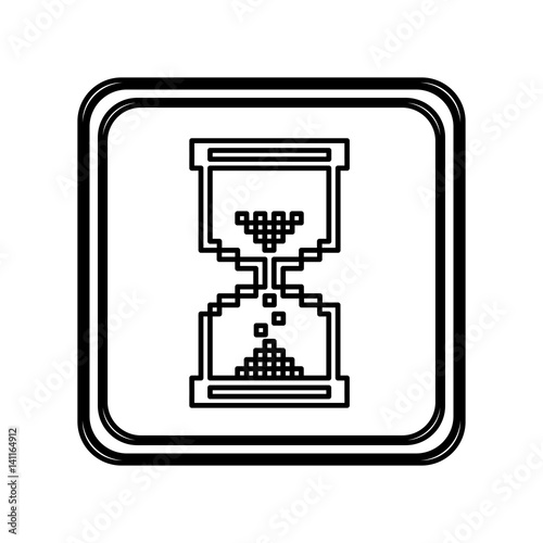 monochrome contour of button with hourglass vector illustration