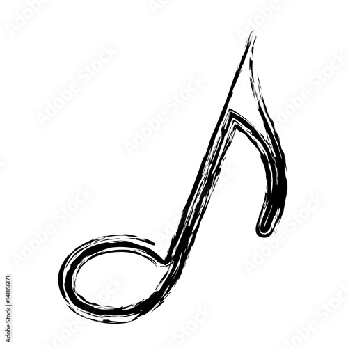 monochrome sketch with eighth note vector illustration
