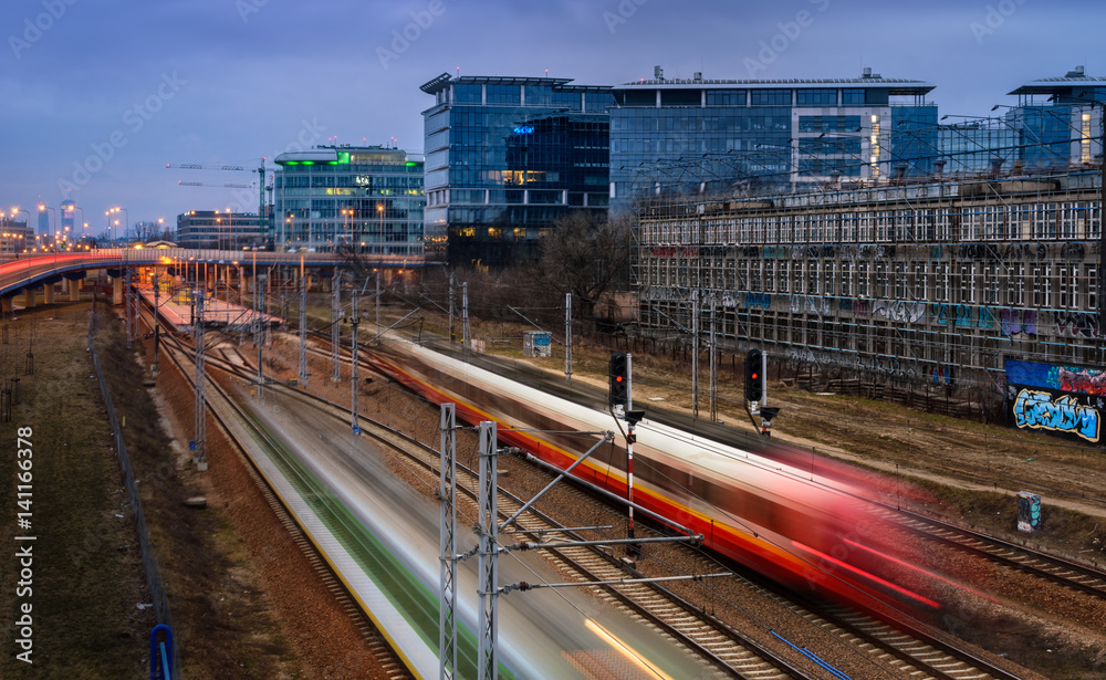 Commuter Trains in an Office District