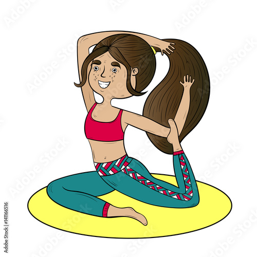Beautiful sporty fit girl yogi practices. yoga asana