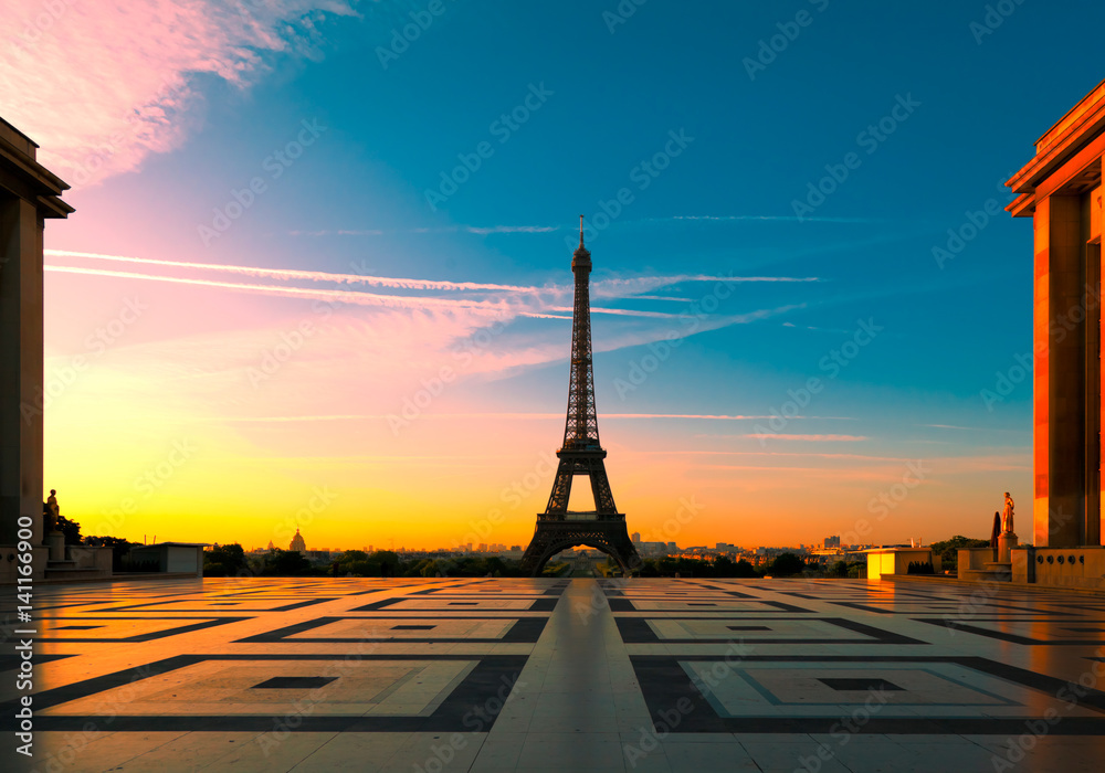 Eiffel Tower at Sunrise, Paris, France