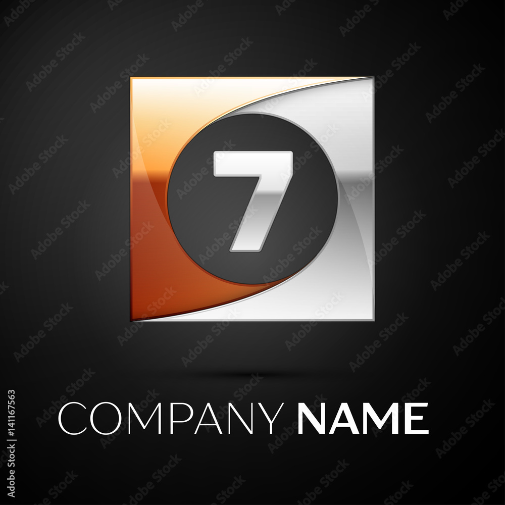 Number Seven Vector Logo Symbol In The Colorful Square On Black Number Seven Vector Logo Symbol In The Colorful Square On Black