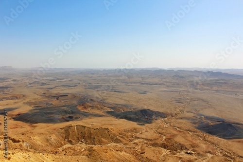Mizpe Ramon lookout to Big Crater in the Desert of Negev, Israel