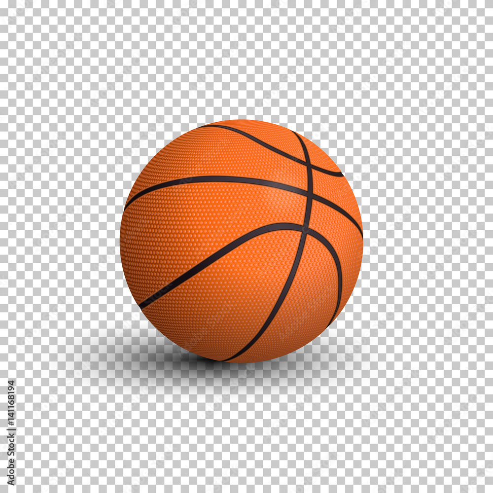 Vector realistic basketball ball isolated on transparent background.