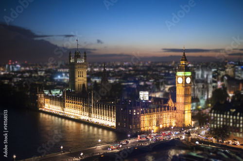 Aerial view of the city of London in miniature from the London eye