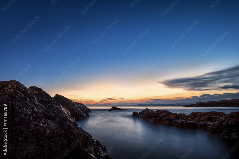 Seascape with sunset in Sardinia - Italy Seascape with sunset in Sardinia - Italy