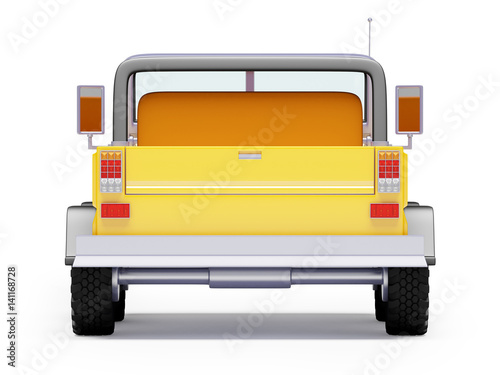 cartoon safari suv yellow back