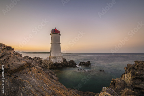 Lighthouse at sunset in Sardinia-Italy
