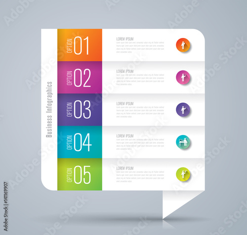 Infographic design vector and business icons with 5 options.