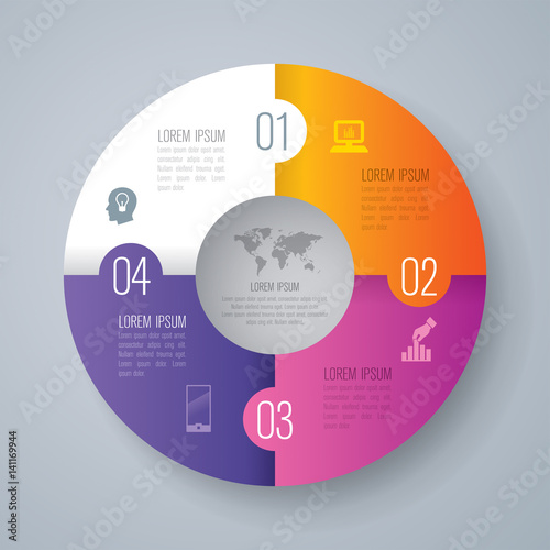 Infographic design vector and business icons with 4 options.